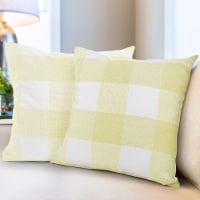 Zulay Home Buffalo Plaid Throw Pillow Covers - 20 x 20 inch Yellow & White