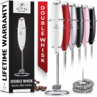Zulay Double Whisk Milk Frother Handheld - Blizzard White