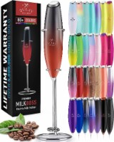 Zulay Powerful Milk Frother Handheld Foam Maker for Lattes - Red Blend