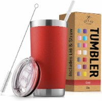 Zulay Kitchen Tumbler With Lid and Straw (Coral)