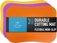Zulay Kitchen Flexible Cutting Board Mats Set of 3 - Curved Edge (Yellow, Apricot, Grape)