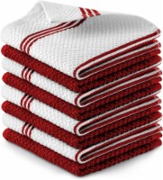 Zulay Kitchen Absorbent Kitchen Towels Cotton - Red