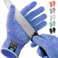 Zulay Kitchen Cut Resistant Gloves Food Grade Level 5 Protection - Drak Blue Perspective: Main