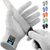 Zulay Kitchen Cut Resistant Gloves Food Grade Level 5 Protection - White