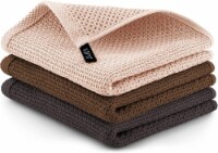Zulay Kitchen Waffle Weave Kitchen Towels - 3 Pack 12 x 12 inch - (Dark Gray Brown Beige)