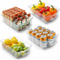 Zulay 4 Pack Clear Refrigerator Organizer Bins - Large