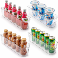 Zulay 4 Pack Clear Refrigerator Organizer Bins - Narrow