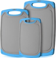 Cutting Board With Juice Grooves (3-Piece Set) - Gray and Blue
