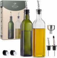 Zulay Kitchen Olive Oil Dispenser Bottle For Kitchen - 2 Pack (Clear & Green)