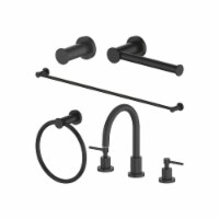 Package with Faucet, Towel Rail, Hook, Ring and Toliet Paper Holder in Matte Black
