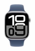 Apple® Watch Series 10 GPS 46mm Silver Aluminum Case with Denim Sport Band - M/L Perspective: Main
