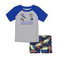 Under Armour 2 Piece Rowdy Bolts Logo Tee And Short Set Grey Blue 24 Month Fred Meyer