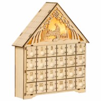 Christmas Advent Calendar Wooden Countdown House Décor w/ Bible Manger Scene