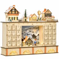 Christmas Advent Calendar, Light Up Wooden Store w/ Countdown Drawer, Village