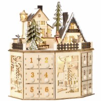 24 Day Light Up Wooden Christmas Advent Calendar Holiday Decoration w/ Drawers