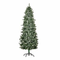 7.5' Fake Unlit Holiday Christmas Tree w/ Snow-Dipped Branches & Metal Stand