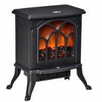 Modern Portable Electric Fireplace Stove Heater w/Adjustable LED Flame, Black