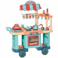 Kids Kitchen with Accessories, Cash Register, Play Food, Wheels for kids 3-6
