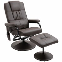 PU Leather Swivel Recliner Lounge Chair w/ Footrest & 10 Point Massage, Brown