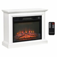 31  Electric Fireplace Mantel Realistic Log Heater Insert w/ Remote,1400W, White
