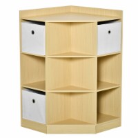 Space-Efficient Kids Storage Organizer for Small Bedrooms, Corner Shelf, Natural