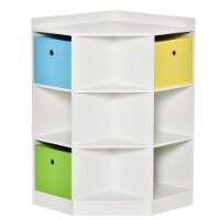 Space-Efficient Kids Storage Organizer for Small Bedrooms, Corner Shelf, White
