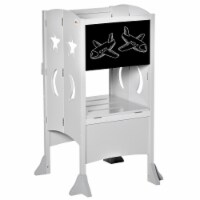 Kids Kitchen Foldable Step Stool Tower w/ Chalkboard & Handrail 3-6 Years Old