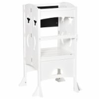 Kids Kitchen Foldable Step Stool Tower w/ Chalkboard & Handrail 3-6 Years Old