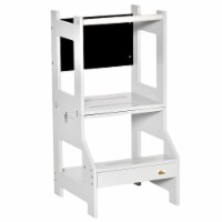 2in1 Kids Kitchen Step Stool Table Chair Set w/ Chalkboard, Grey