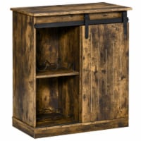 Industrial Cabinet 6-bottle Wine Rack Serving Buffet w/ Sliding Doors , Brown