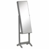 60  Full-Length Mirror Jewelry Storage Armoire w/ Lockable Door & Key, Grey