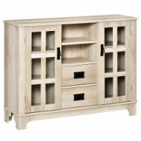Modern Sideboard Storage Kitchen Cabinet Buffet Server w/ Glass Doors, White Oak