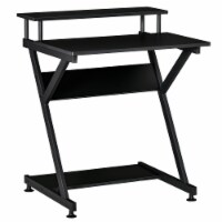 Industrial Space Saving Home Office Computer Study Desk w/ Monitor Shelf, Black
