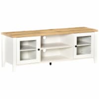 60  TV Console Stand Entertainment Center w/Shelves Cabinets & Cable Holes White