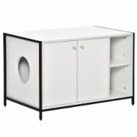 Pet Cat Litter Box w/ Easy-entry, Wide Surface, Adjustable Shelves, Magnet Doors
