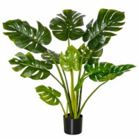 3.5' Artificial Monstera Deliciosa Potted Decorative Plant w/ 1 Realistic Leaves