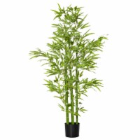 5' Artificial Bamboo Tree Indoor Potted Decorative Realistic Fake Plant Leaves