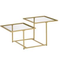 38  Glass Top Coffee Table, Small Accent Side Table w/ Metal Legs, Gold