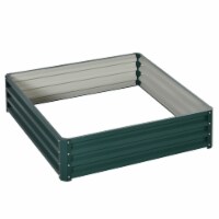 4' x 4' Raised Steel Garden Planter Bed for Vegetables, Herbs & Flowers, Green