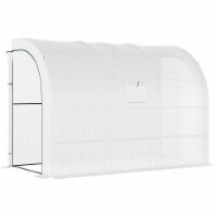 Outdoor Garden Greenhouse Backyard Nursery w/ Windows, Zippered Doors, White
