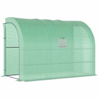 Outdoor Garden Greenhouse Backyard Nursery w/ Windows, Zippered Doors, Green