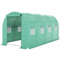 Extra Large 15' x 7' Greenhouse, Hoop Hot House, Zipper Door, Windows, Green