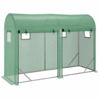 Walkin Leanto Greenhouse 10' x 3' x 7', Hot House, Zipper Windows & Doors, Green