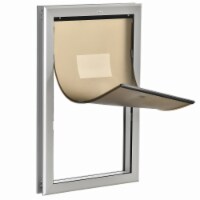 2 Way Dog Door Aluminum Doggy Pet Flap Wall Locking Panel for Pets up to 110 lbs