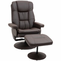 Modern PU Leather Recliner Chair, Living Room Chair w/ Footrest Ottoman, Brown
