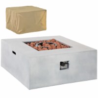 36 Square Propane Fire Pit Table 50,000BTU w/ Rain Cover, Grey