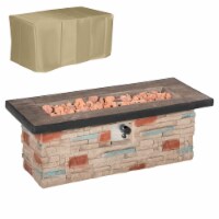 48 Propane Fire Pit Table 50,000BTU w/ Cover, Lava Rocks, Brown