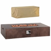 56 Propane Fire Pit Table 50,000BTU w/ Cover & Lava Rocks, Brown