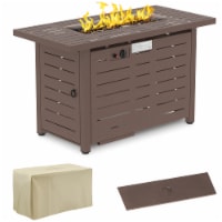 42 Propane Fire Pit Table 50,000BTU w/ Cover Lava Rocks, Brown