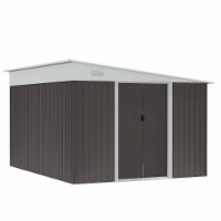 11' x 9' Steel Garden Storage Shed Tool House w/ Sliding Doors & 2 Air Vents
